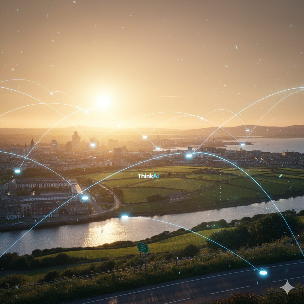 - Think AI City with digital network lines